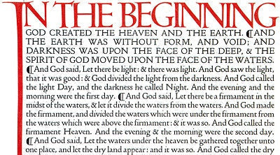 Doves Press Bible page detail showing minimalist typography and elegant letterforms from Thomas Cobden-Sanderson's private press 1903-1905